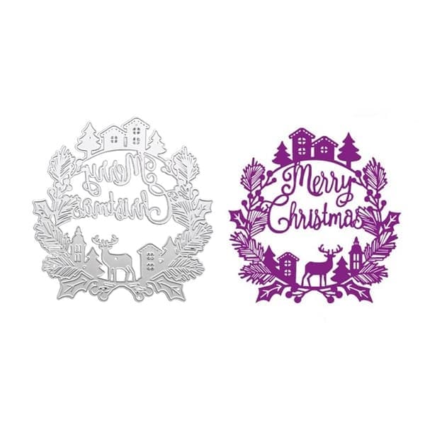 God Jul Krans Metall Skärform Stencil DIY Scrapbooking Album Papper