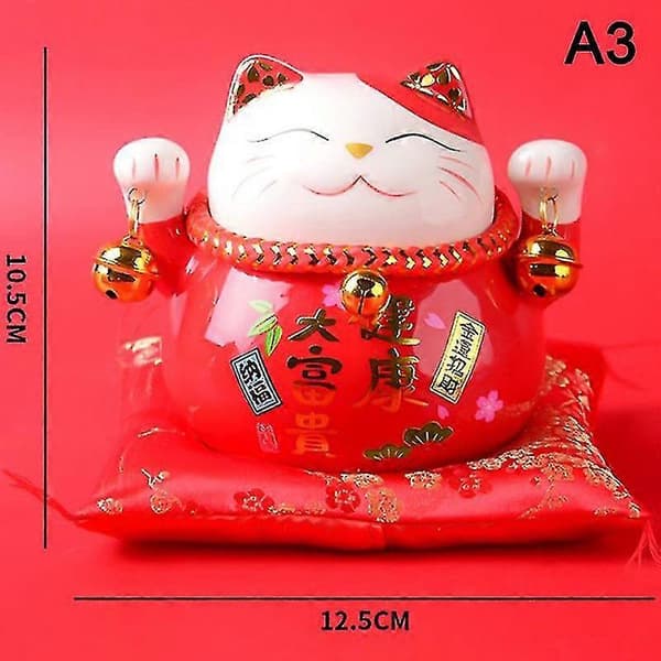 11,4 cm Maneki Neko Porslin Lyckokatt Heminredning Ornament Lyckokatt A2