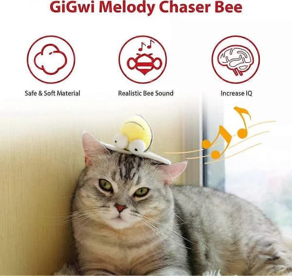 Chirpy Bee Äänilelu kissoille, interaktiivinen vinkuva melodia takaa-ajolelu kissoille