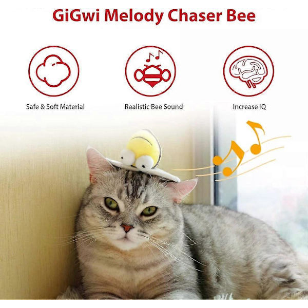 Chirpy Bee Lydlegetøj til Katte, Interaktivt Pibende Melodi Jagt Kattelegetøj
