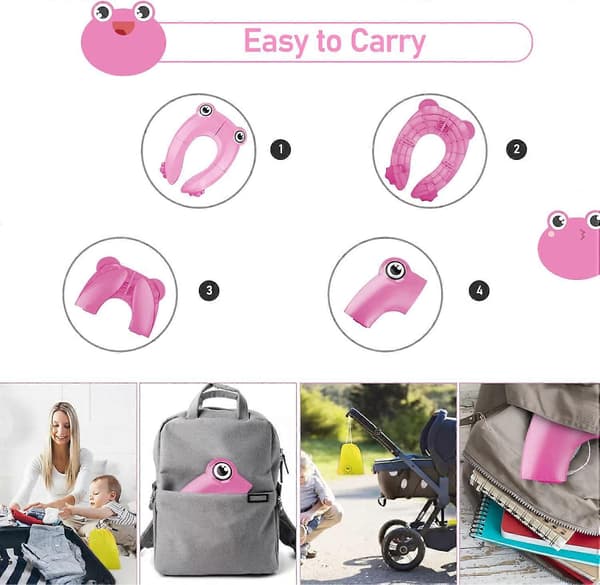 2 STK Sammenleggbart Pottetoalett Treningssete, Bærbart Reisetoalettsete Småbarn, Sammenleggbart Pottetreningssete for barn Pink
