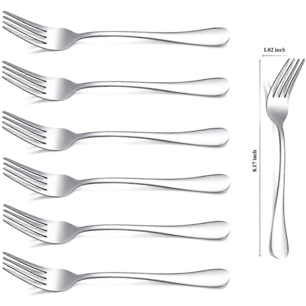 Guld Middagsgaffel 6-pack, Rostfritt Stål 20,75 cm Gaffel Bröllop Bestick Set Silver