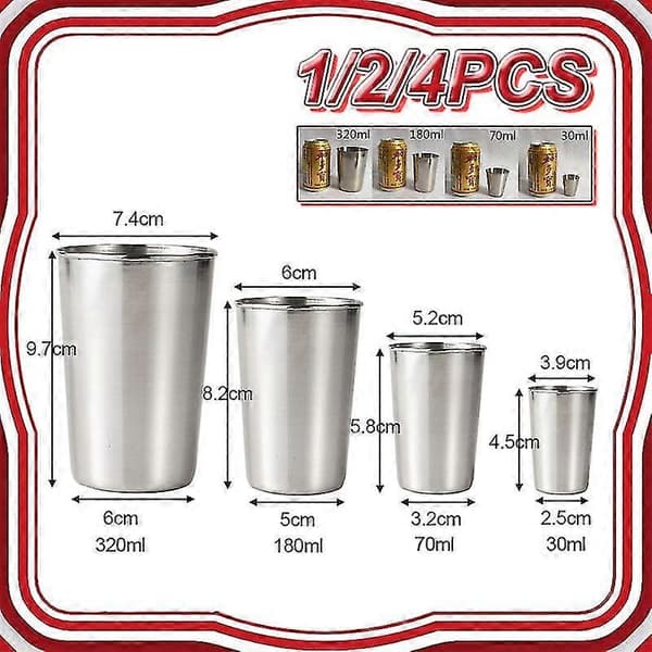 Poleret 30/70/180/320 ml Mini Shotglas i Rustfrit Stål Drikkevinglas Med Læder 2PCS-180ml151