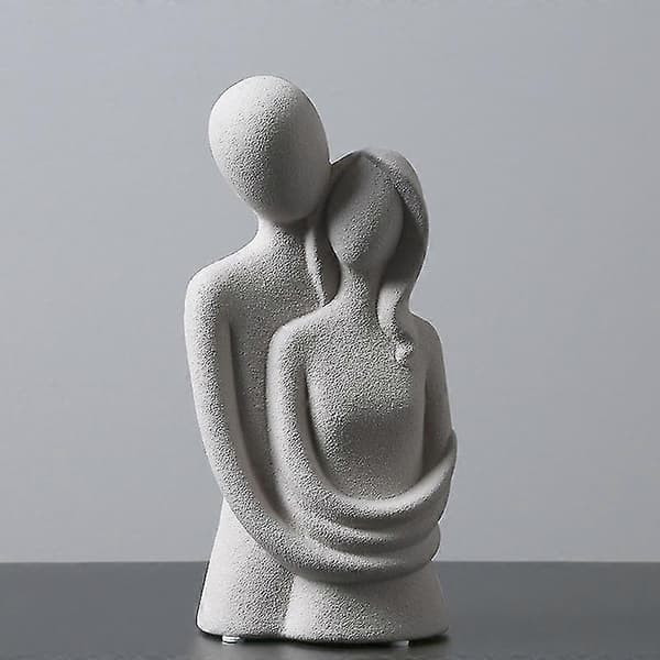 Enkel Keramik Staty Kramande Par Minimalistisk Passionerad Kärlek Figurin Abstrakt Romantisk Prydnad White