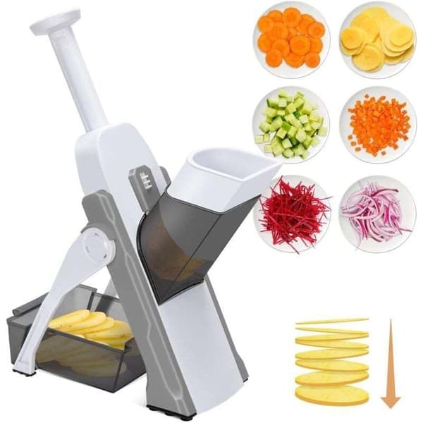 Profesjonell pommes frites-kutter, pommes frites-kutter i rustfritt stål med 2 erstatningsblader, sklisikker manuell pommes frites-kutter