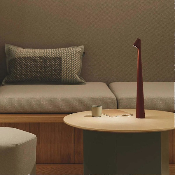 Elegant Slank Konisk Fod Bordlampe Bærbar Dæmpbar Led Skulptur Lys Dec Orange