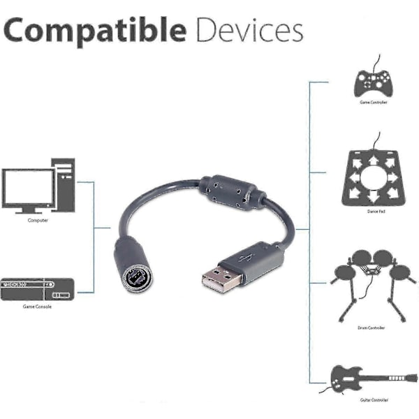2-pakning kablet kontroller USB-utløserkabel for Microsoft XBOX360 Guitar Hero