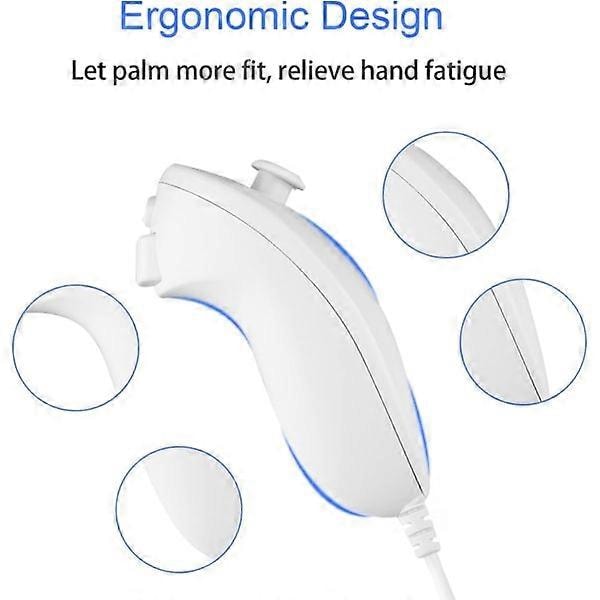 2-pakning Nunchuck-kontrollere for Wii - Kompatibel med Nintendo Wii og Wii U - Responsive joystick-spillkontrollere