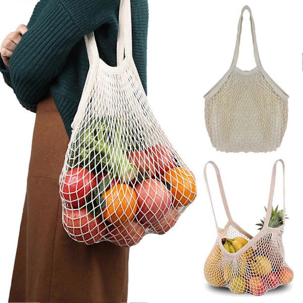Mesh Bag - Gjenbrukbar, Vaskbar, Foldbar Bomullsnettpose for Frukt, Grønnsaker og Varehandel - Kjøkkenutstyr Kaesi Atrovirens
