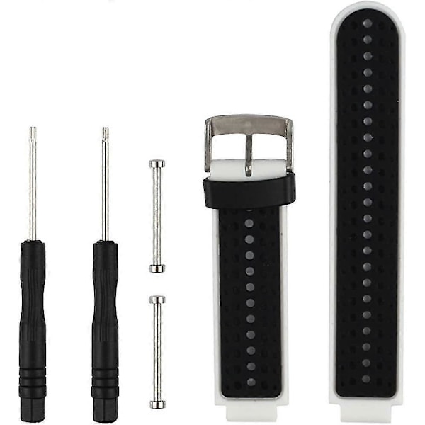 Ersättningsarmband för smartklocka, tillbehörsband för Garmin Forerunner 220/230/235/620/630/735XT/235 Lite White-Black