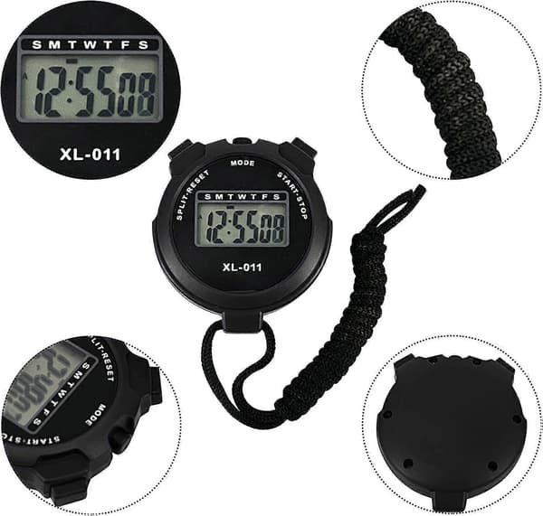 Digital Sportstoppur Timer Stoppur Display Intervallträning Timer Utomhus Split Stoppur Varvtidsmätare Digital Kalender Väckarklocka Domarklocka