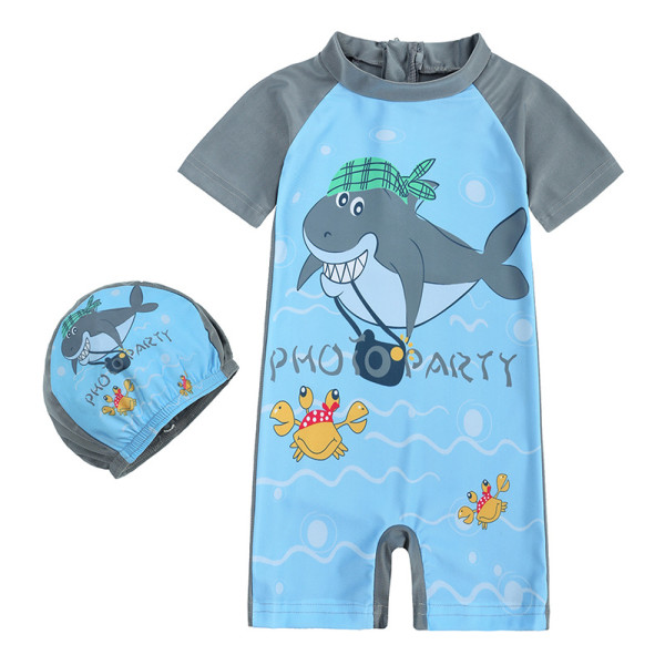 Tecknad baddräkt för barn Cap Baby Jumpsuit i ett stycke XL