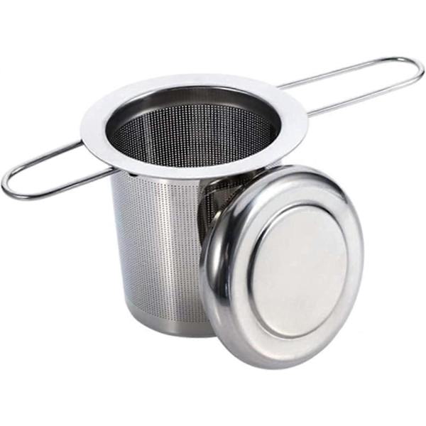 Te-infusionsanordning, 304 rustfrit stål te-si med låg og foldbart håndtag, tefilter til tekander, kopper og krus til brygning