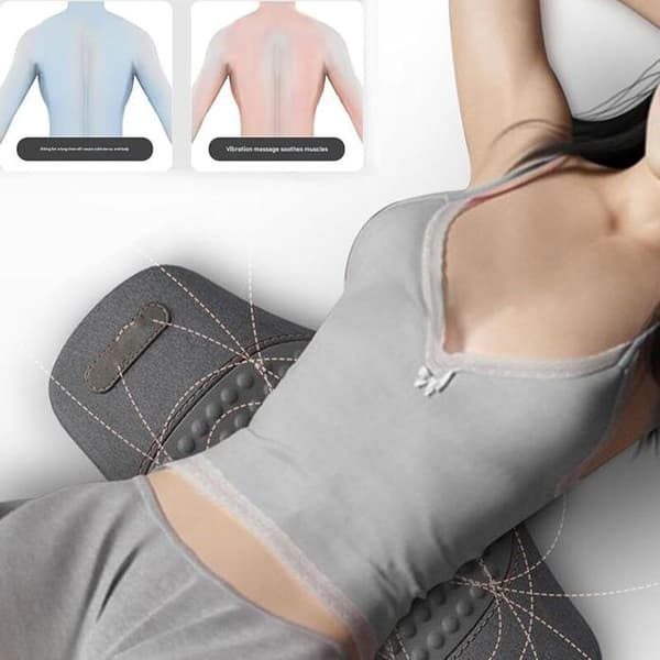 Ryggmassager med värmeterapi, 3-i-1 Smooth Spine Triple Fusion ryggmassager, elektrisk svankstödskudde
