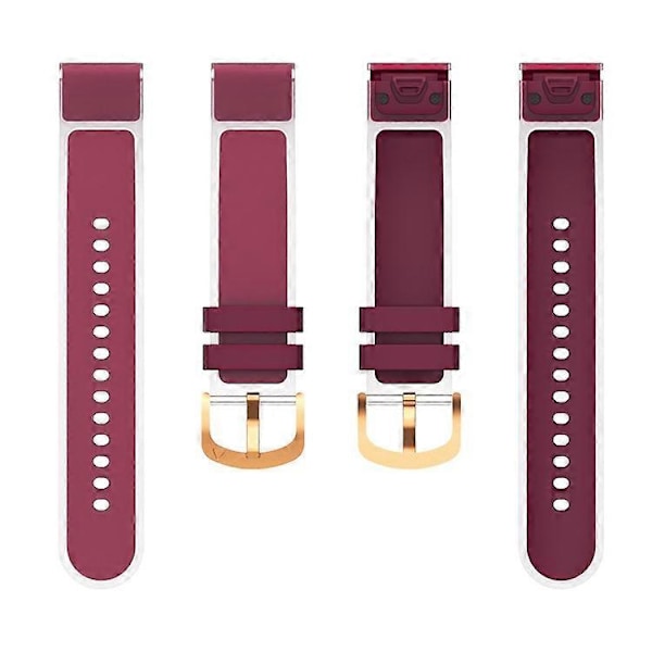 Kompatibel med Garmin Fenix 7S QuickFit 20mm Transparent Design Klockarmband Justerbart Silikonband WineRed