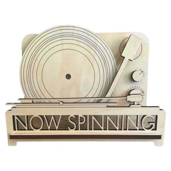 Now Spins Multifunksjonell Albumholder for Barnas Musikksamling, Trefarge