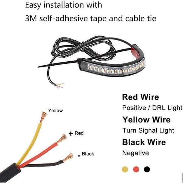 2 stk. fleksible Switchback tofarvede motorcykel LED-gaffelblinklys DRL kørelys