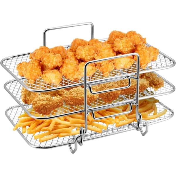 Trykluftfriturestøtte til Ninja Dual Air Fryer - Multifunktionelt tilbehør - Fremstillet af 304 rustfrit stål