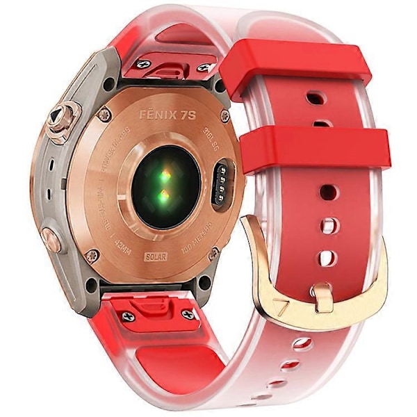 Kompatibel med Garmin Fenix 7S QuickFit 20mm Transparent Design Klockarmband Justerbart Silikonband Red