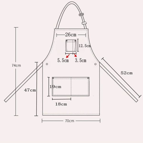 Køkkenforklæde - 2 Stykker - Denim Bomuld - Justerbar Unisex - Kok, Tjener, Gartner - 70x74 cm