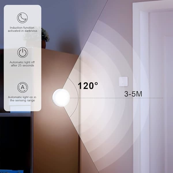 USB Genopladelig Bevægelsessensor Natlampe Skabslys 8 LED 3 Tilstande (Auto/On/Off)