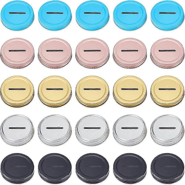 Peltipurkkinen Kolikkosäästölippaan Kansi Mason-purkin Kansi Sekaväri 7,2x1,4cm 5kpl/väri 5 väriä 25kpl/setti