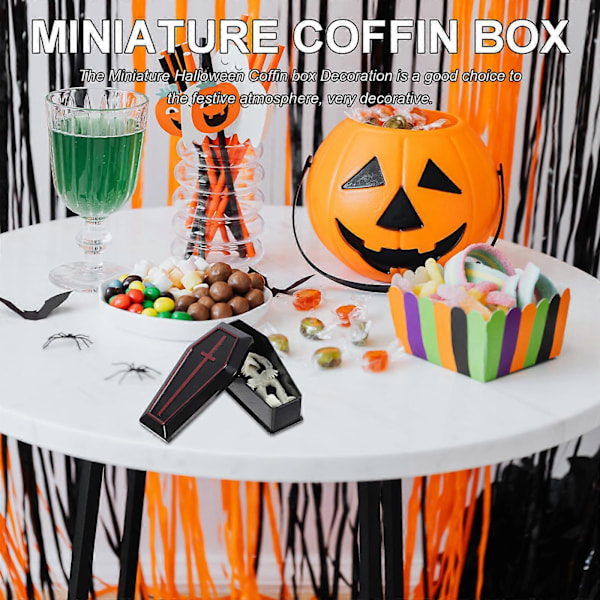 Miniarkku ja luuranko Halloween-koriste, hauskat pilailuvälineet, luova pöytäkoriste Halloween-juhliin ja lavasteisiin, 1 setti