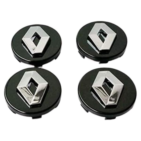 4 stk. hjulkapsler, centerkapsler, bilhjulskapsler, 57 mm fælgkapsler til Koleos, Duster, Megane, sort-normal