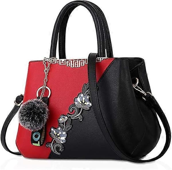 Handväskor fashionabla damhandväskor för damer blommönstrade crossbody-väskor skarvade färg axelväskor Red