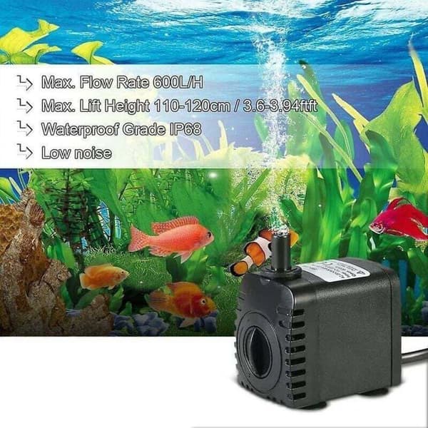 Dränkbar vattenpump, 600L/H 8W vattenpump, för akvarium, bordsfontäner, dammar och hydroponiska system