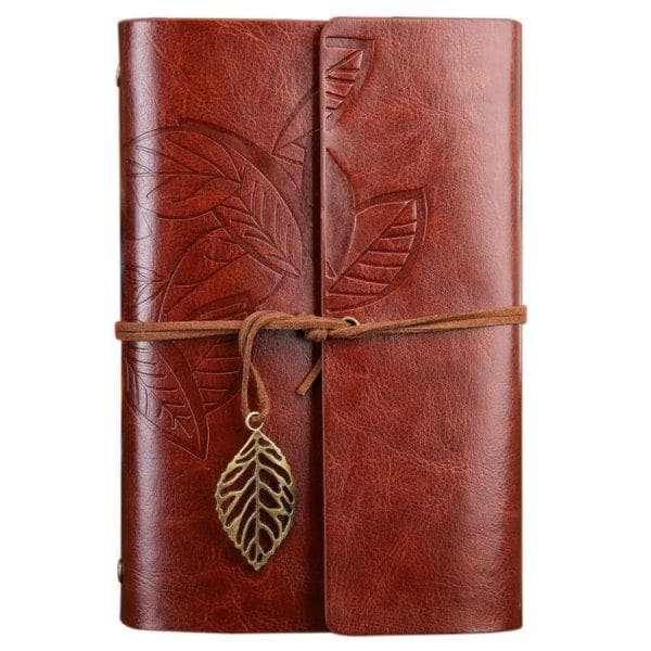 Dagbog / Notesbog 18 cm - Retro Læder - Brun Brun
