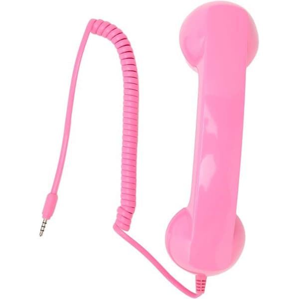 Retro telefonrør - 1 enhed - ABS - 3,5 mm jackstik - Strålingsreduktion - Pink