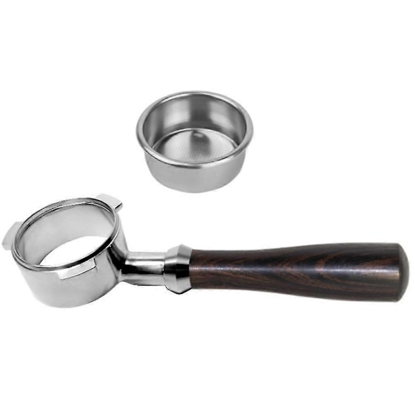 54mm Bundløs Portafilter - Passer til Barista, Pro, Press, 1 X Filterkurv. (træ)