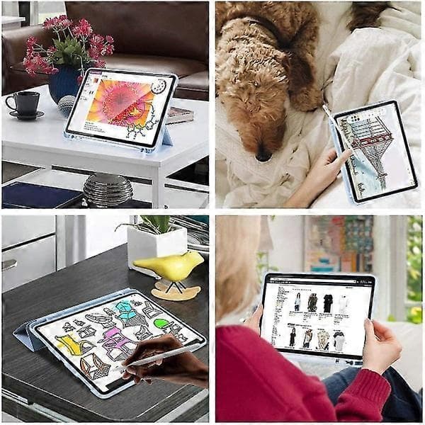 Etui til Ipad Pro 12,9 tommer med pennholder (LYSBLÅ)