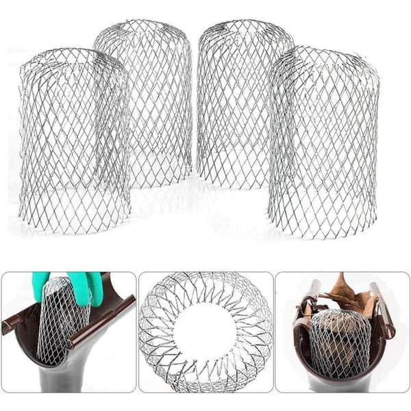 4 fleksible aluminiumsrennerfilter, 8 cm diameter, nettingbladstopper, rennesil, bladbeskytter