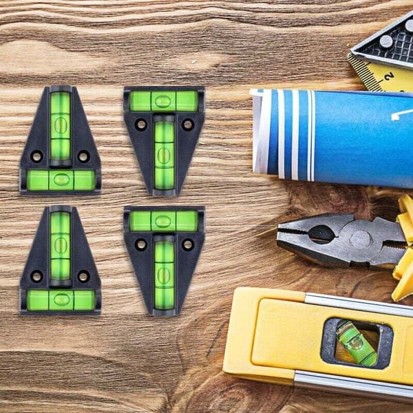 Vattenpass, litet magnetiskt T-format vattenpass med 2 libeller. Set om 4, för husbilstillbehör, stabilisatorer