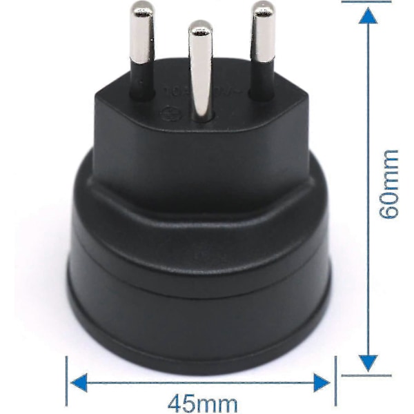 Schweiz/Liechtenstein 2-stiftsadapter - EU till DE/FR/IT/ES 3-stiftskontakt (3 stycken, svart)