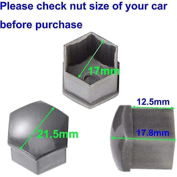 20 st 19 mm hjulmutterkapslar, hjulbultmutterkapslar, hexagonala däckmutterkapslar (svart) grey 19MM