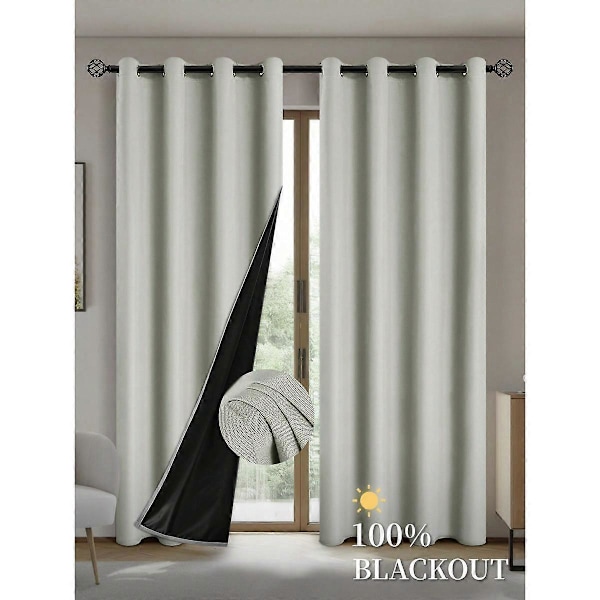 1 stk. Mørklægningsgardiner med belagt isoleret foring, Gardiner til stue, soveværelse, køkken, boligindretning, rumdekoration beige 132X213CM 1PCS&Grommet Top