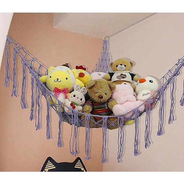 Boho Förvaringsnät för Gosedjur (Extra Stort) och Gosedjursnät eller Hängmatta för Små Gosedjur eller Plyschdjur Pink 100*100*140
