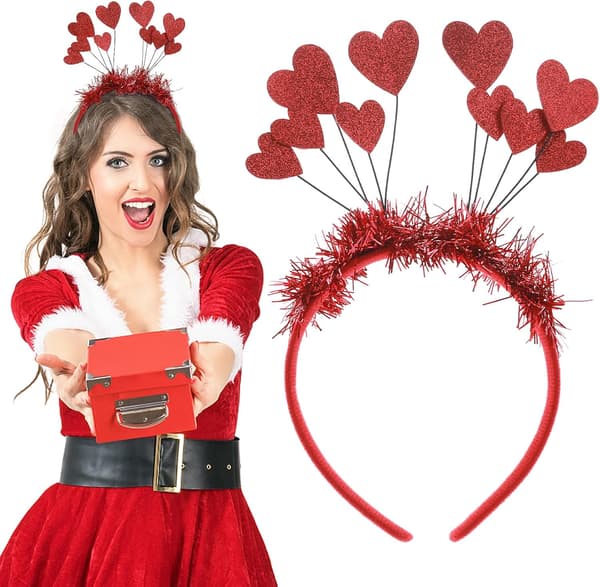 Julepaljetter Hjerte Hodebånd Glitter Hjerte Hårbånd Hjerteformet Dekor Hodebånd Rødt Hjerte Glitter Stjerne Hodebånd Hodebøyle Hårtilbehør Red