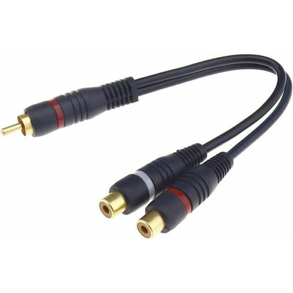 2 x 20 cm splitterkabel, 1 RCA han til 2 RCA hun, dobbelt RCA AV lydudgangsstik