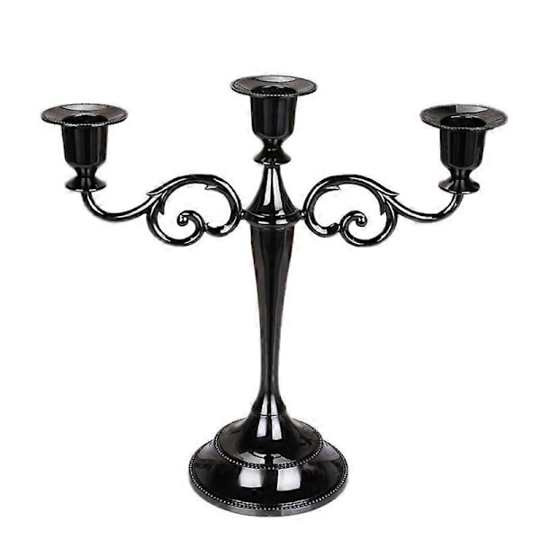 Metall 3/5-armet Lysestake Romantisk Middag Ferie Bryllup Dekor Black 3-Head