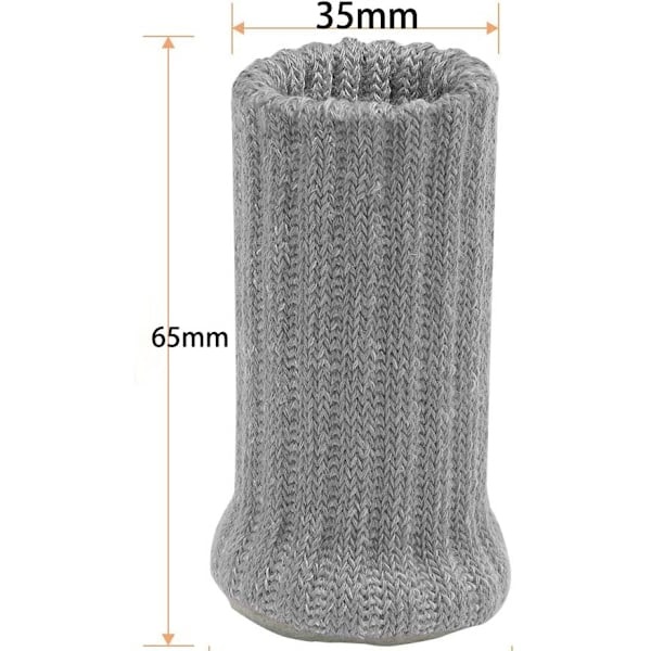 Halkfria stickade möbelstrumpor för 24 par grå stolsben