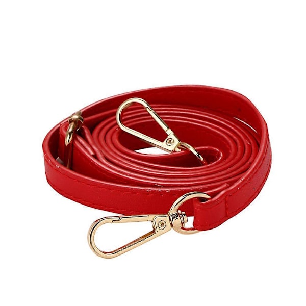 Justerbar Lång Läder Crossbody Axelremsersättning Handväska Bälte Big Red  Gold Button
