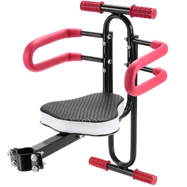 Frontmonterad barncykelstol för elcyklar. Vadderad dyna. 30 kg kapacitet. Snabb installation. Robust 31,8 mm rör.