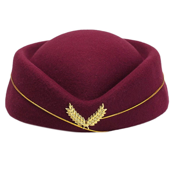 Stewardesse Hat Air Hostesses Hat Beret Hat Dame Party Hatte Kostume Cosplay Formel Uniform Kasketter Tilbehør Claret Claret