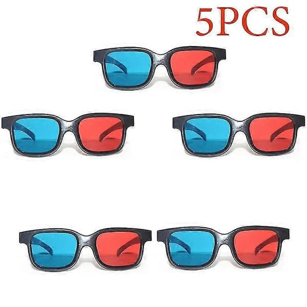 Universal Brand Sort Stel Rød Blå Briller 3D-briller Til Dimensionel Anaglyph 5pc