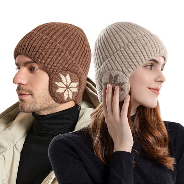 Vinter Mjuk Plysch Stickad Mössa Män Kvinnor Vindtät Sport Öronlapp Mössa Solid Fashion Mössa Hattar Khaki
