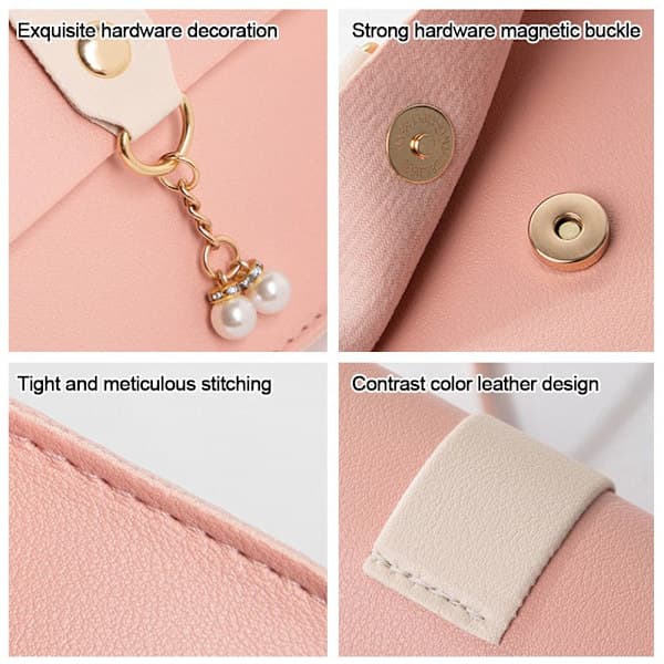 Handväska Minifyrkantig väska ROSA - högkvalitativ rosa pink